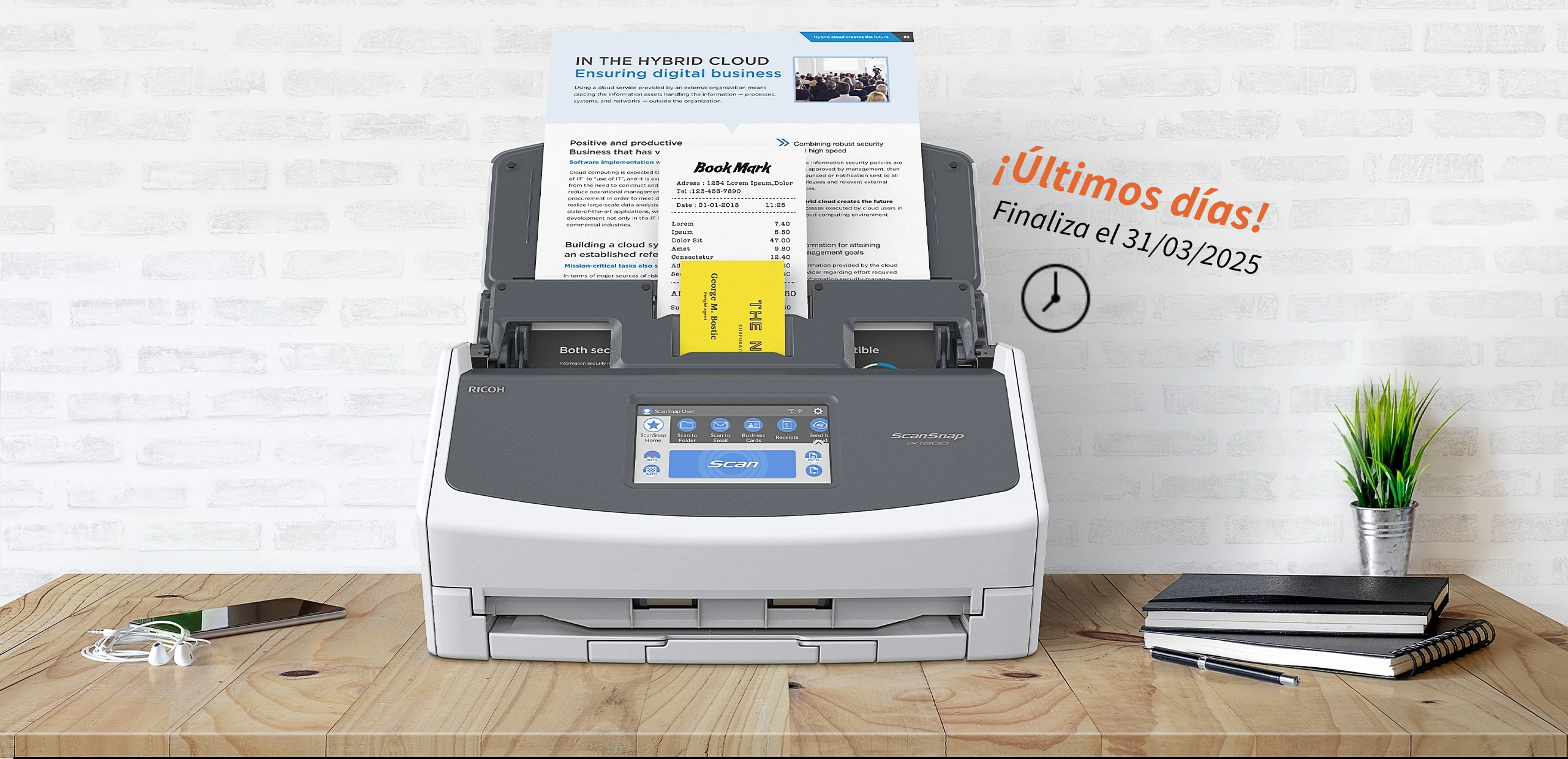 escaner ix1600 ScanSnap en blanco