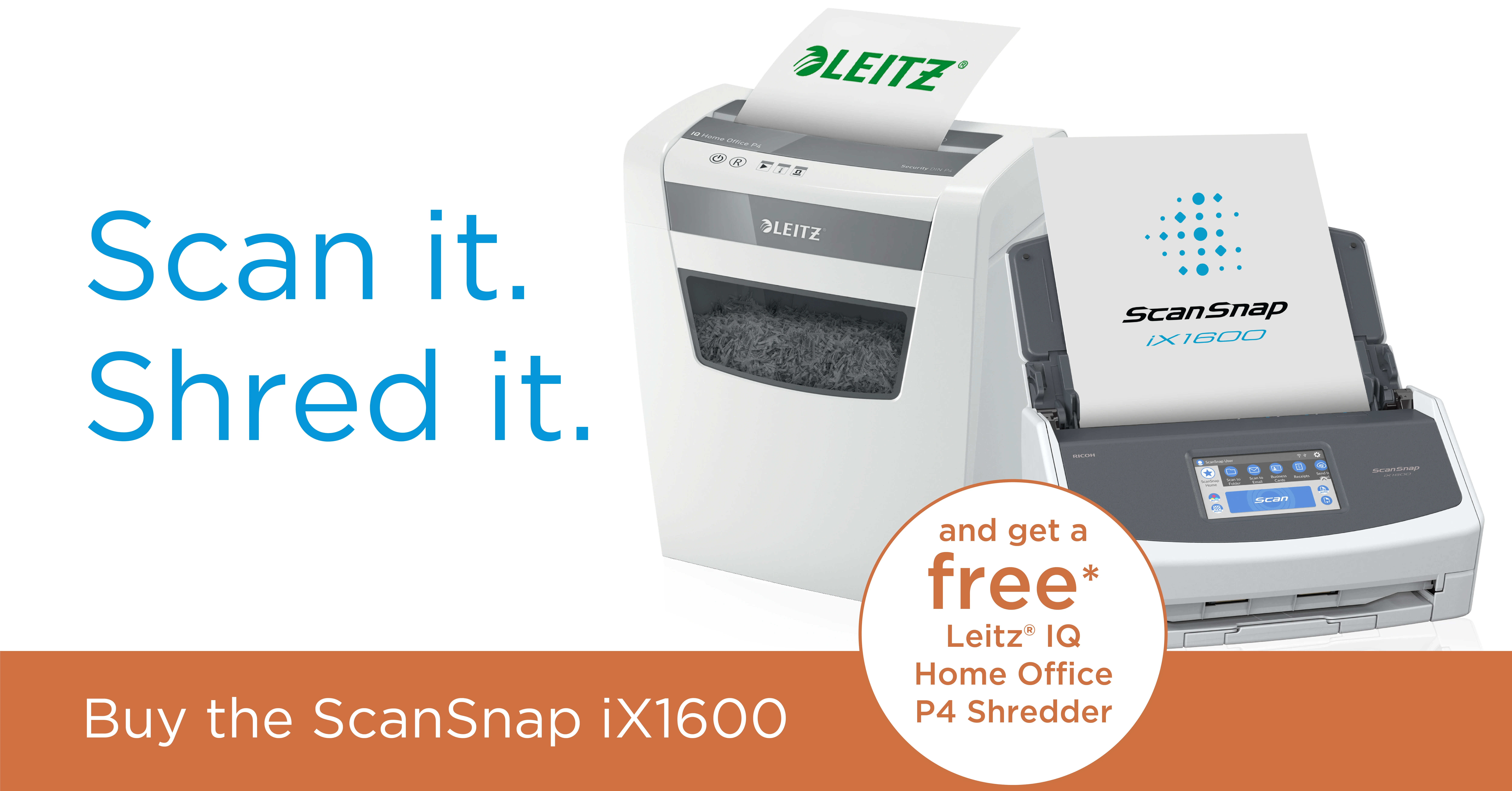 ScanSnap free shredder promotion with an iX1600 scanner