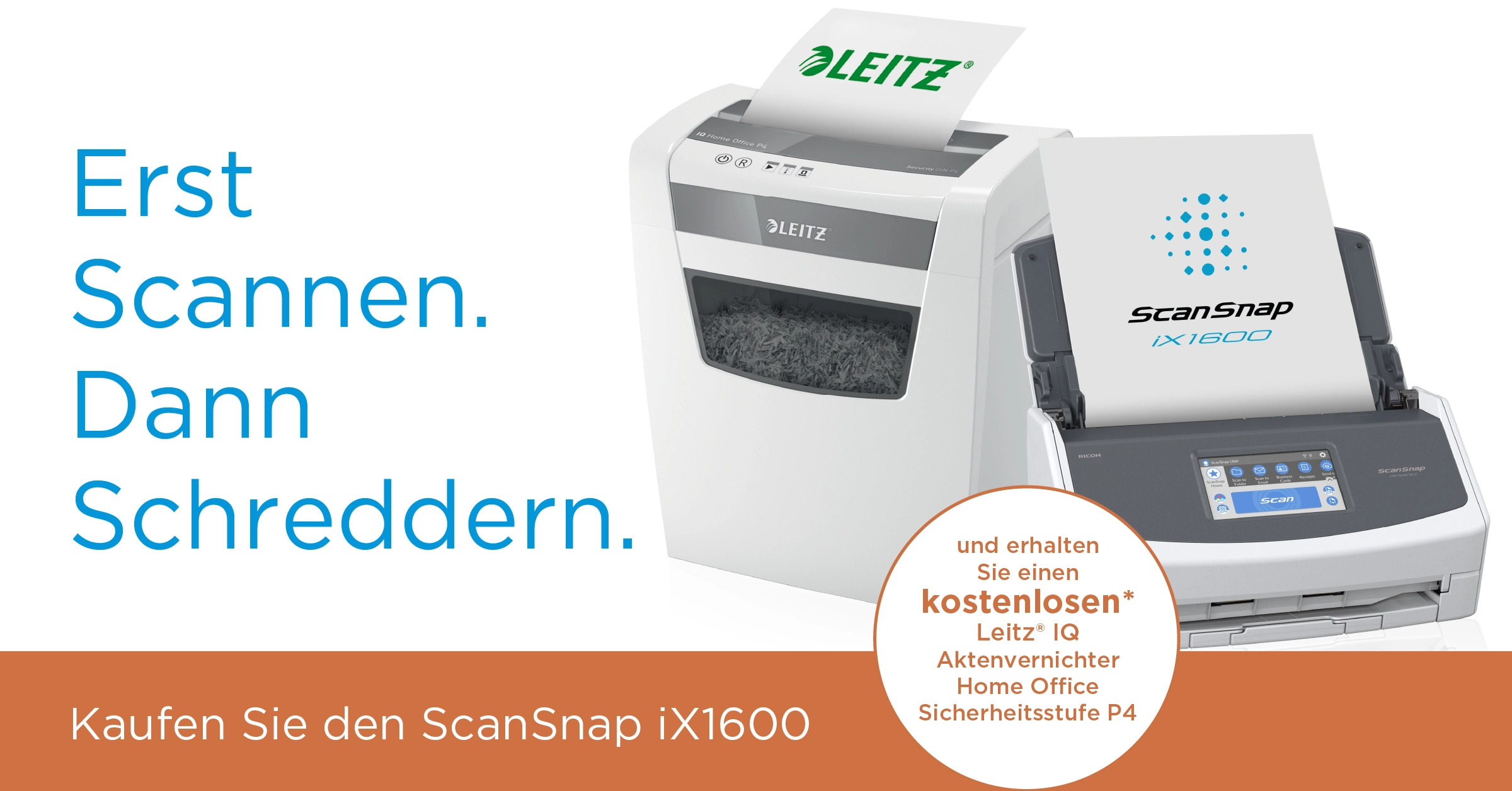 Der ScanSnap iX1600 jetzt mit kostenloser Promotion-Aktion für einen Aktenvernichter.