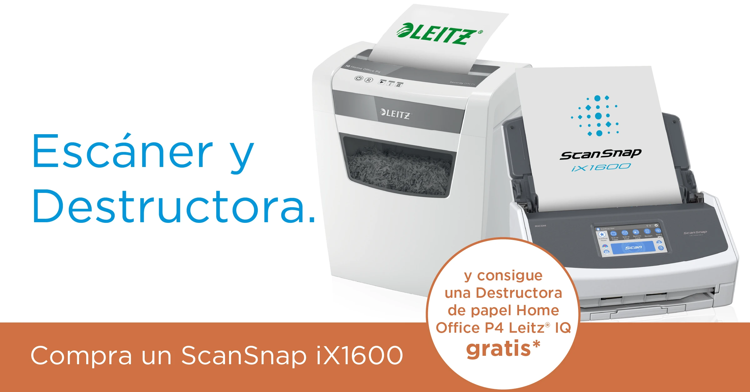 Escáner ScanSnap iX1600 con promoción de Destructora gratis