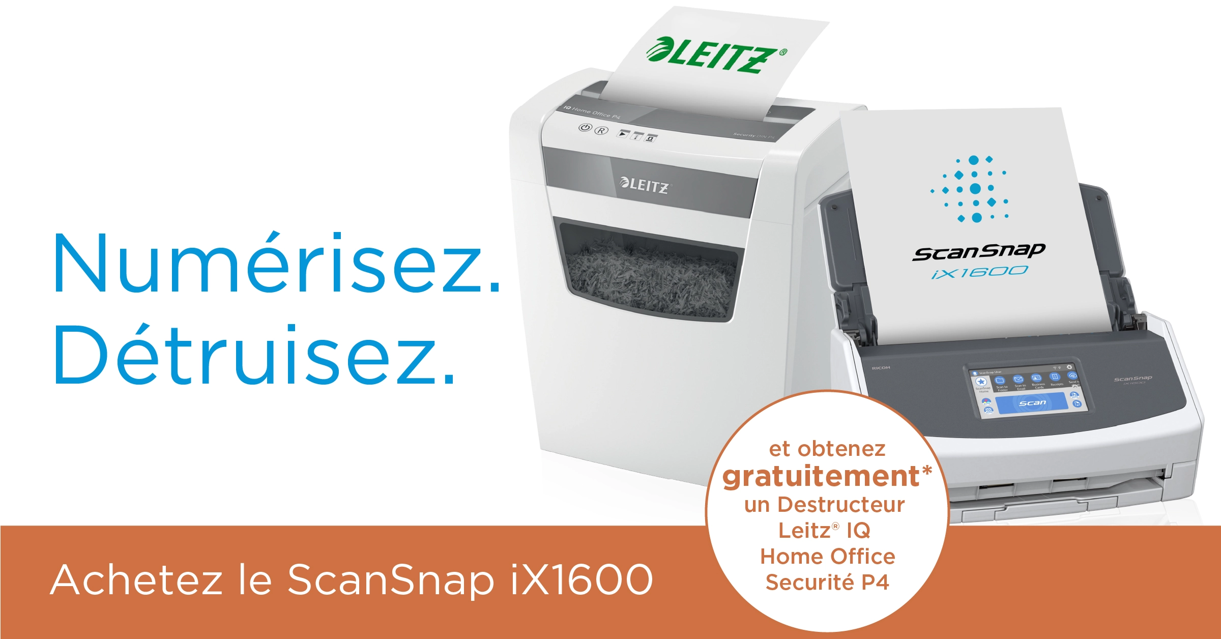 Promotion ScanSnap iX1600 avec destructeur de documents gratuit