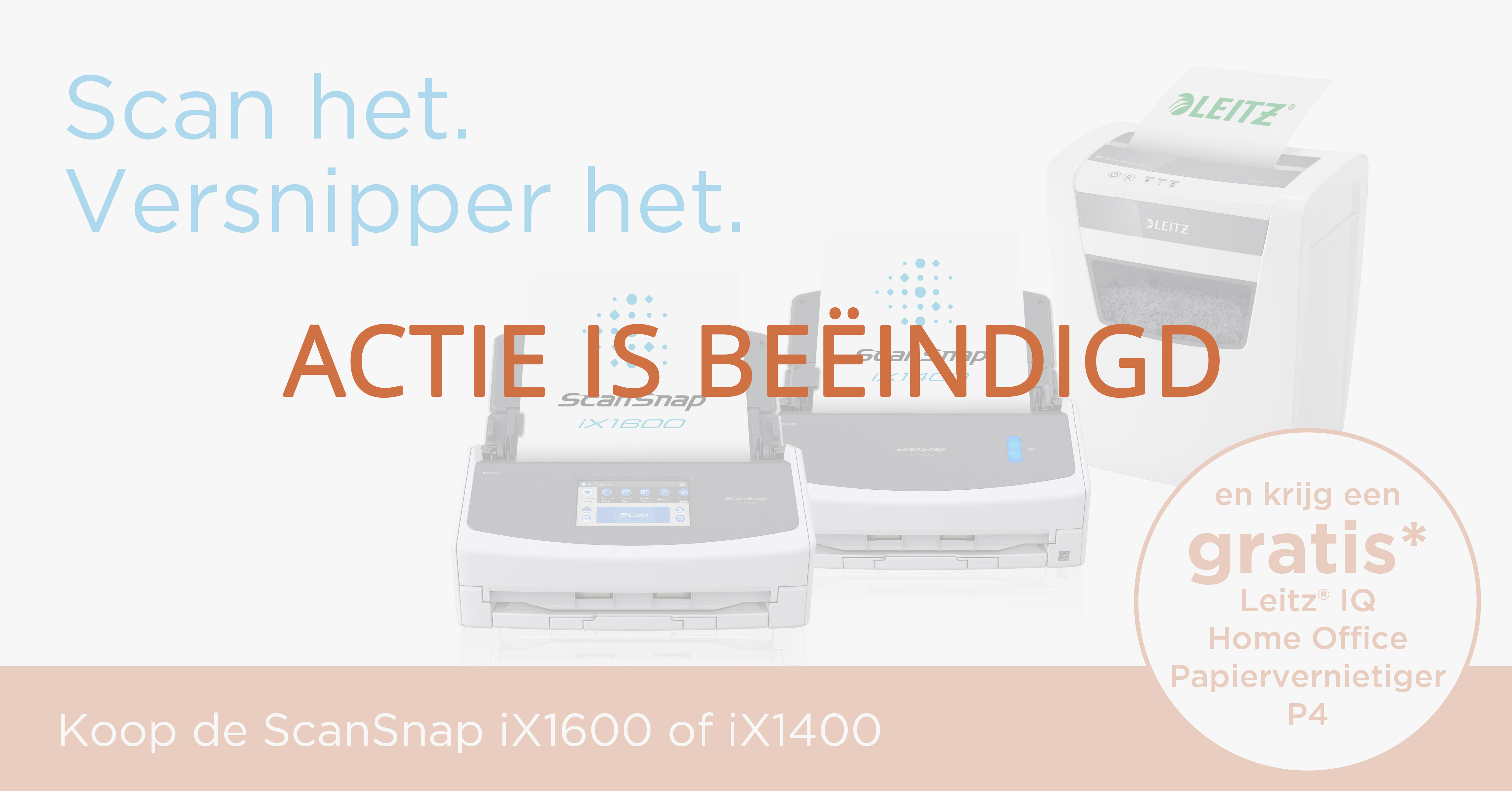 ScanSnap met gratis papierversnipperaar.