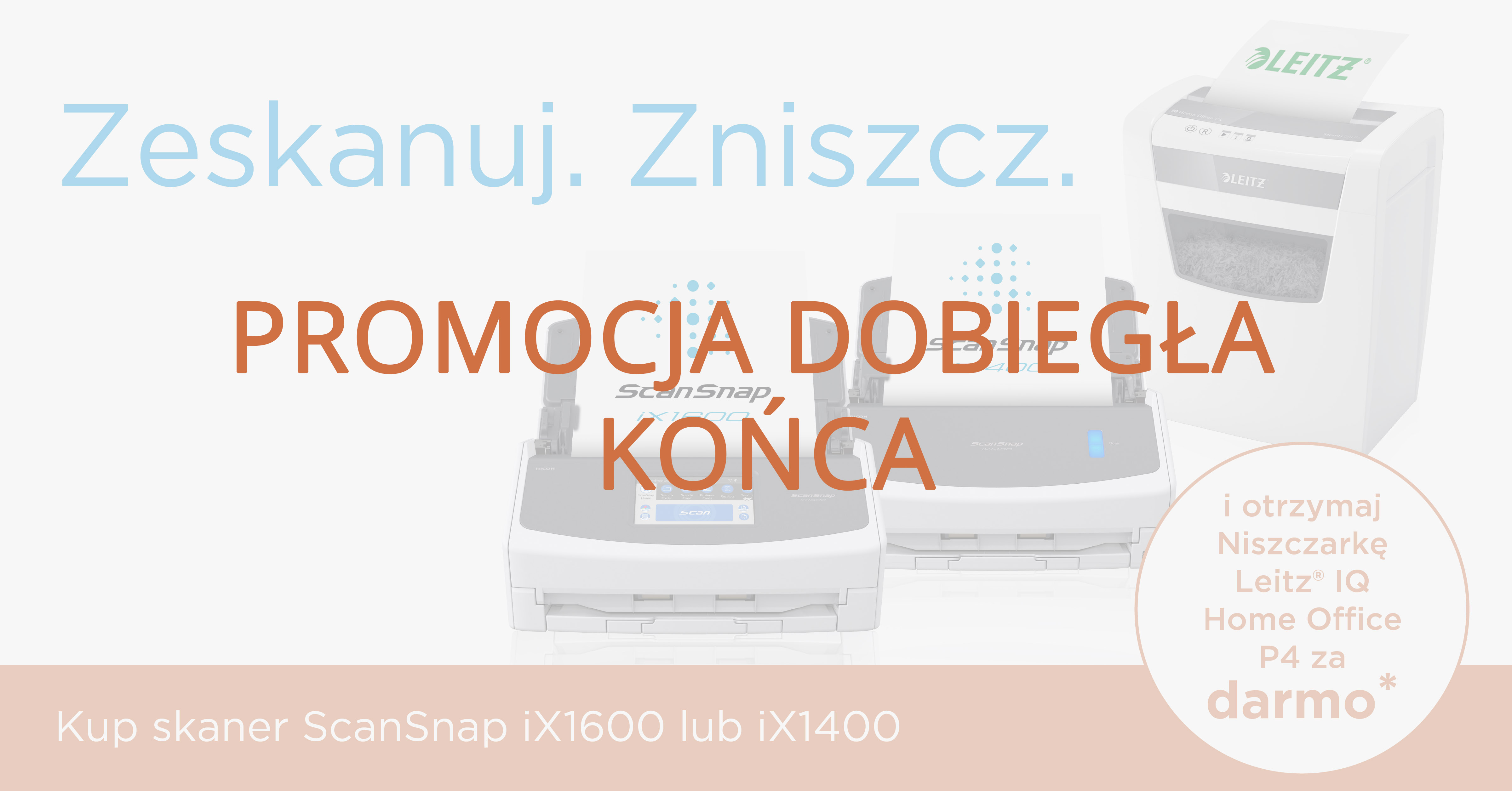Promocja na darmową niszczarkę ScanSnap ze skanerem iX1600 lub iX1400