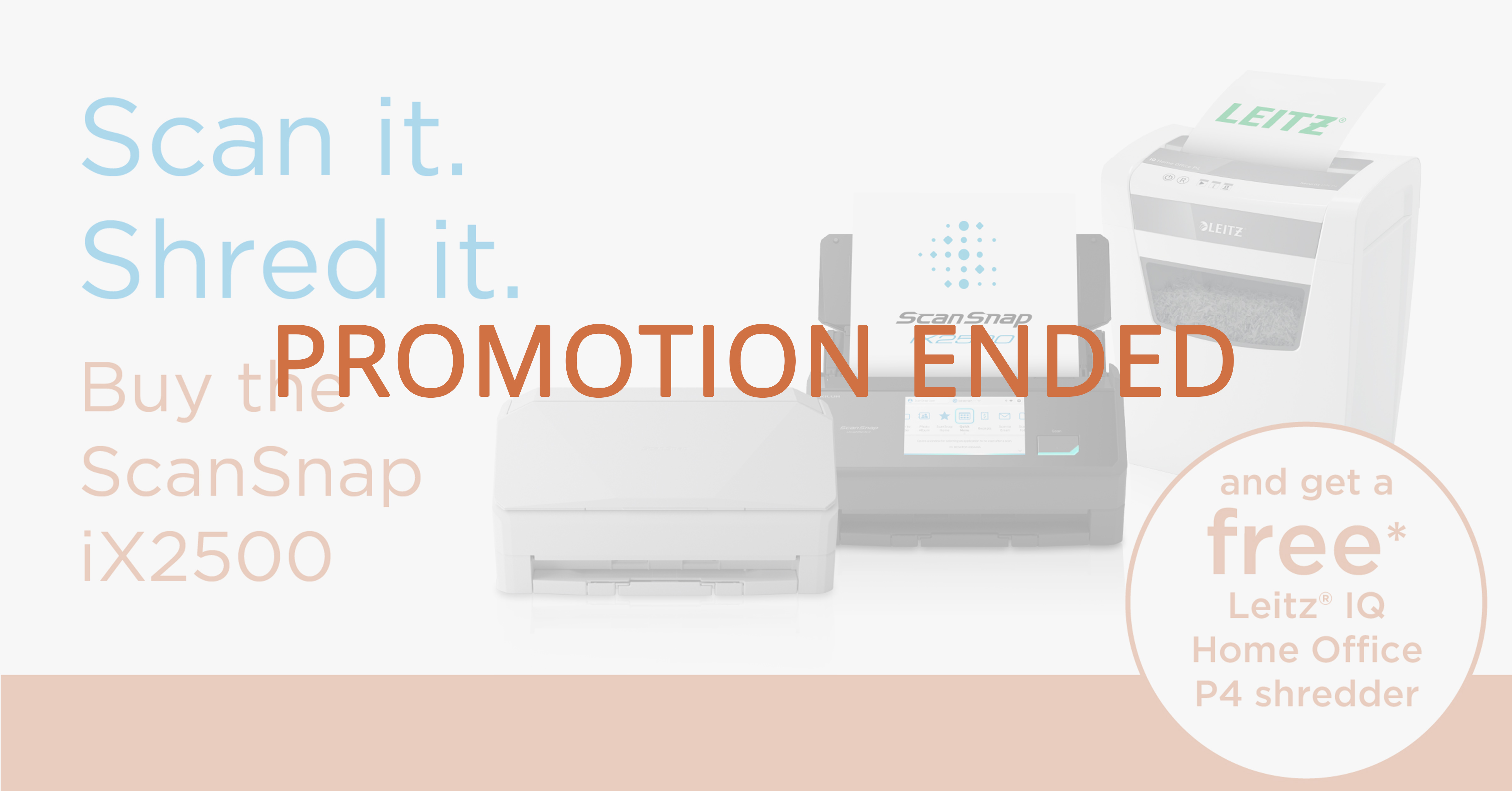 ScanSnap free shredder promotion with an iX2500