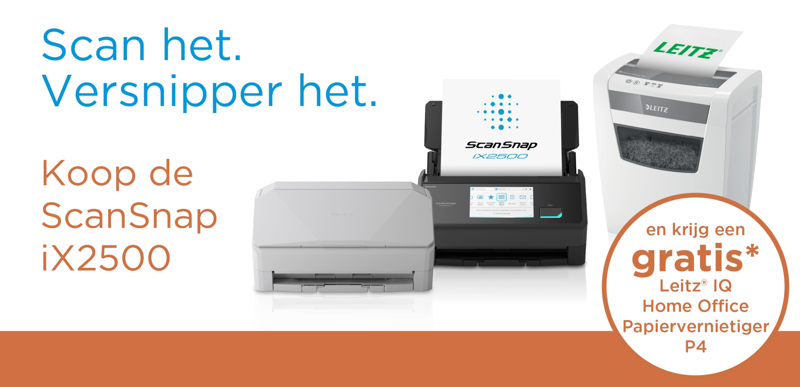 ScanSnap met gratis papierversnipperaar.