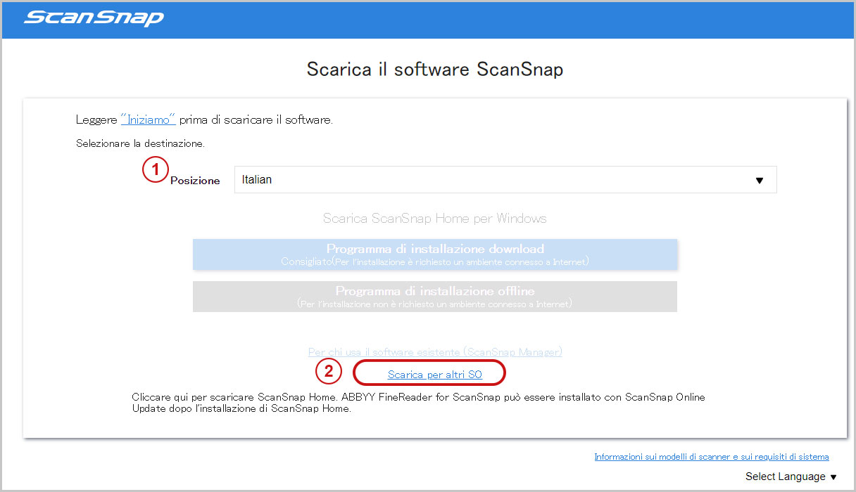 Scarica il software ScanSnap screenshot