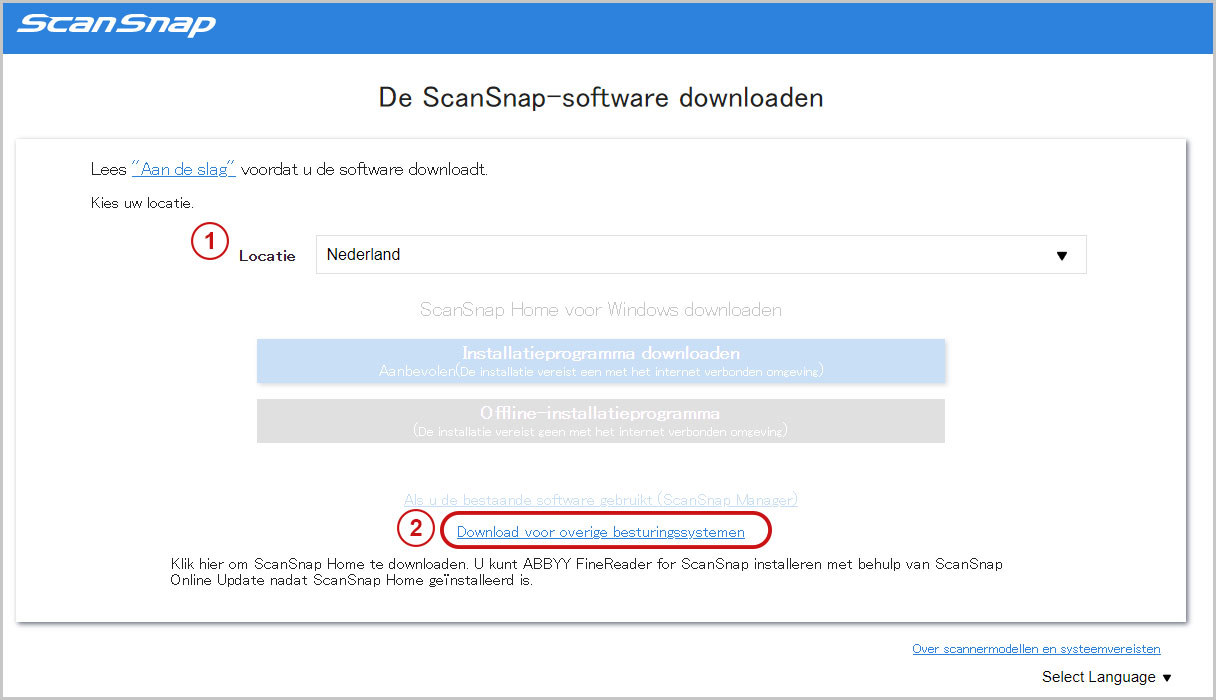 De ScanSnap-software downloaden screenshot