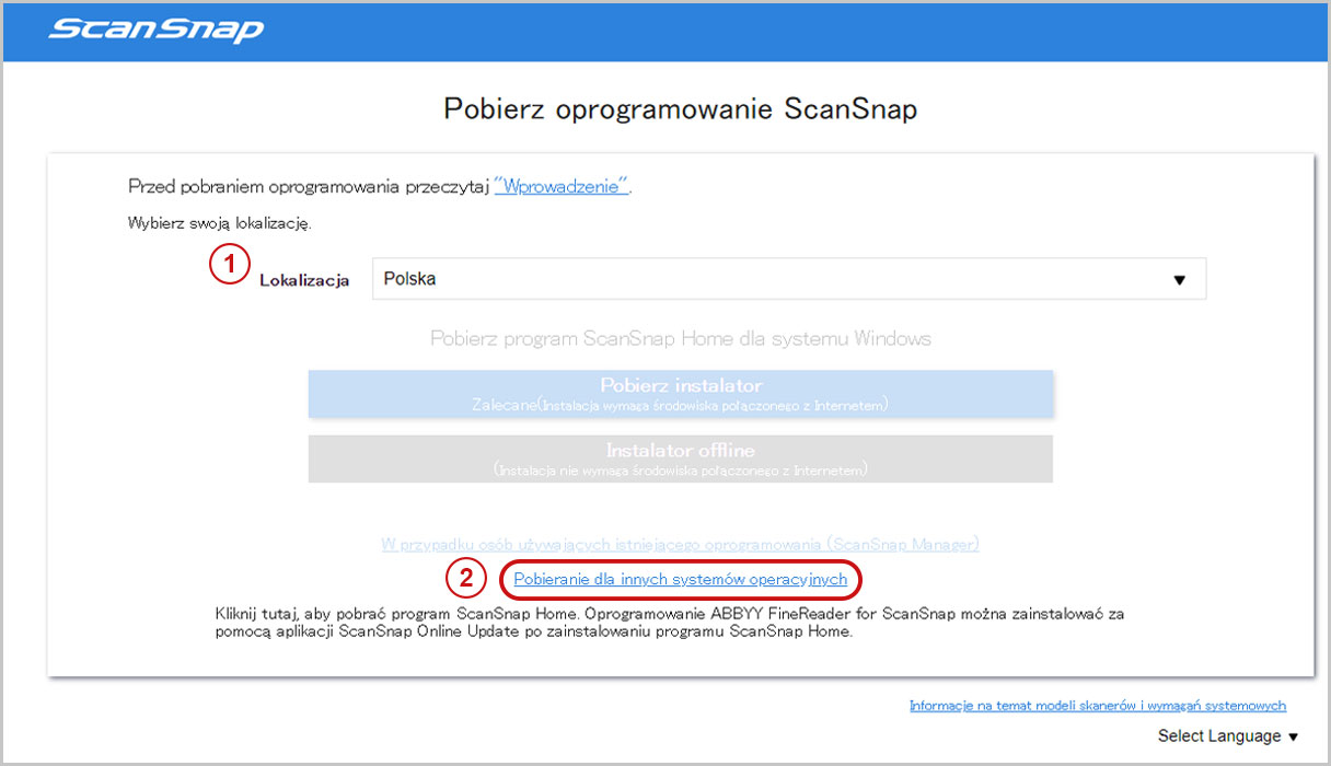 Pobierz oprogramowanie ScanSnap